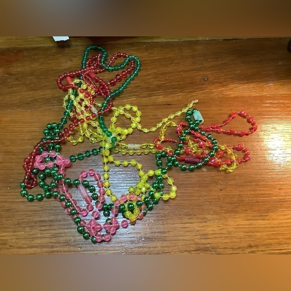 Vintage 1980s Kids Plastic Bead Necklace Lot Colorful Retro Dress Up
